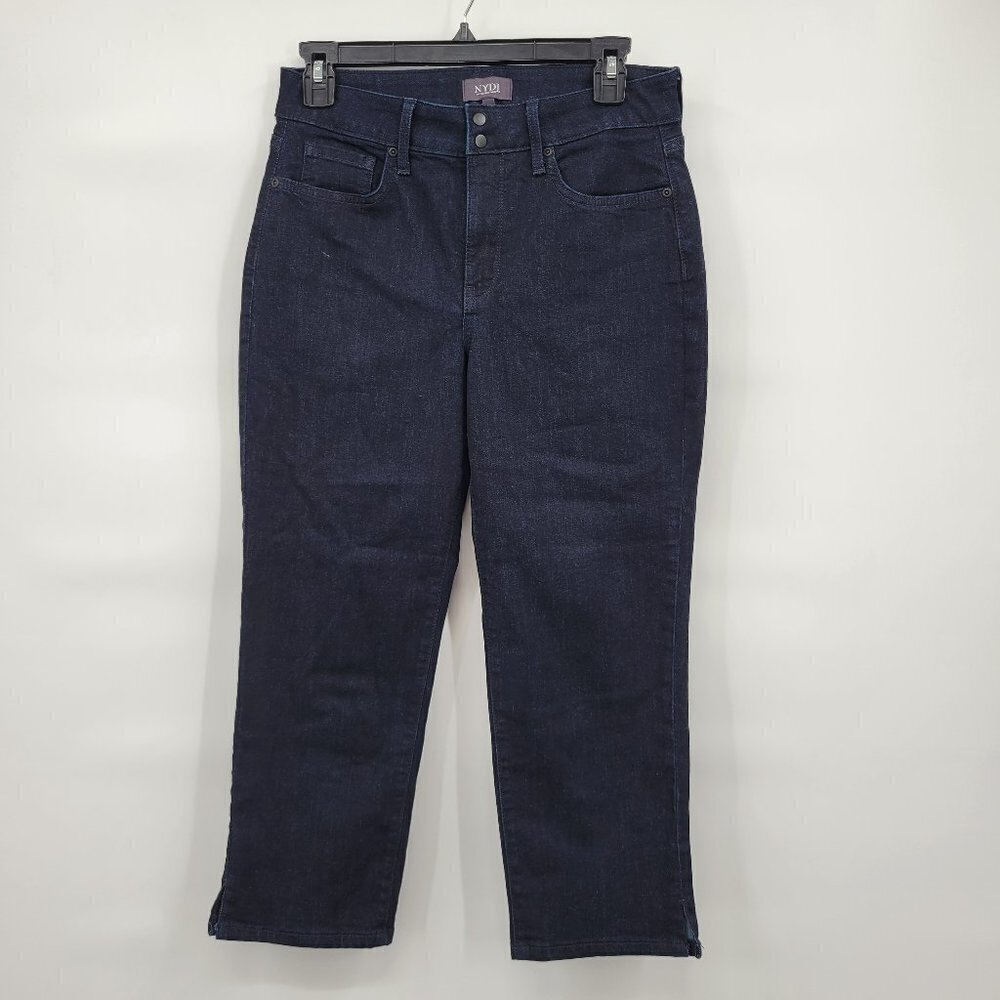NYDJ Women Blue High Waisted Lift Tuck Technology Cool Embrace Crop Jeans Size 6